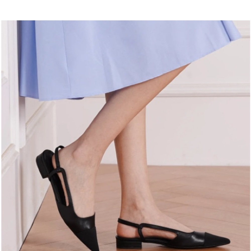 C. Paravano Black Slingback Flats